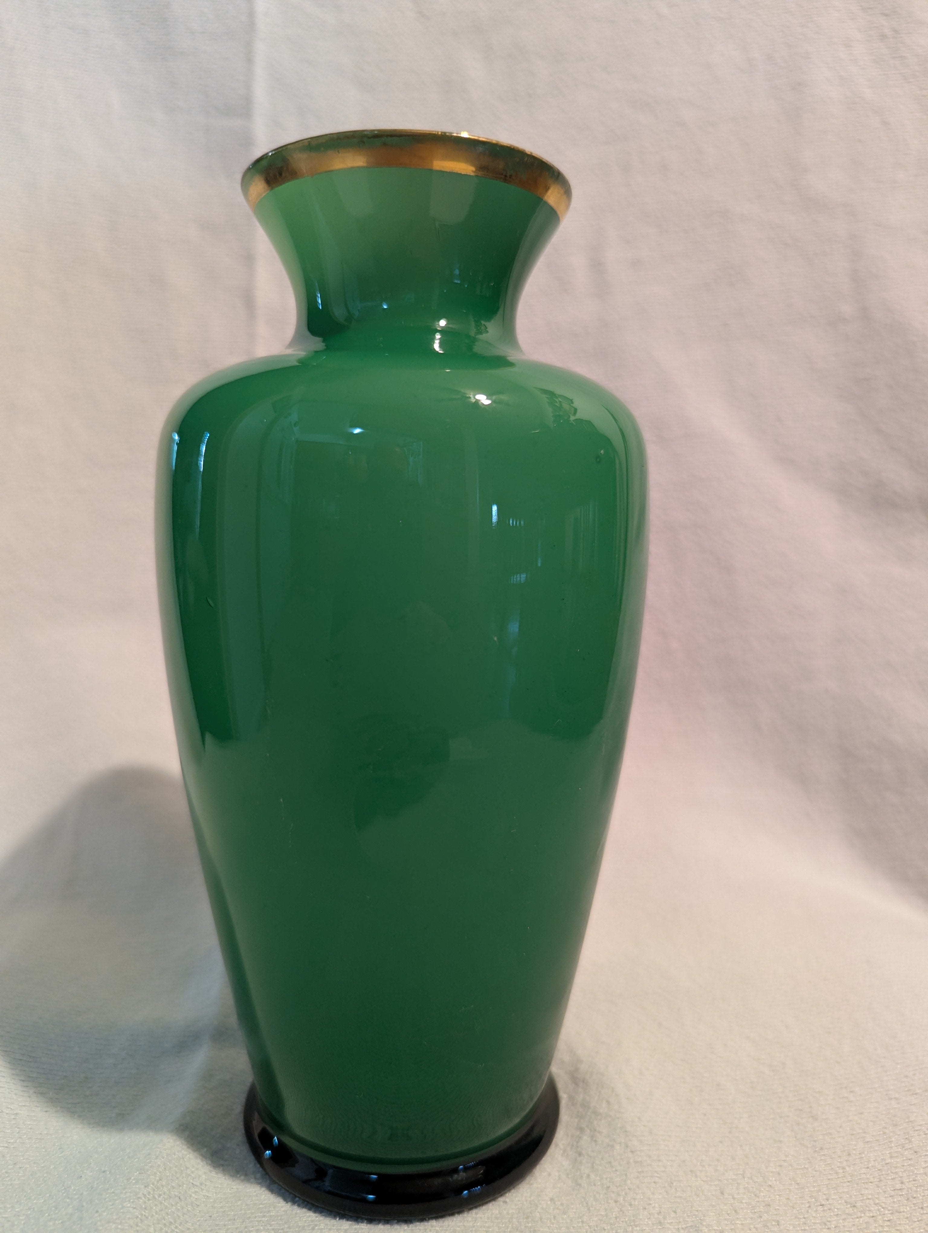 Vintage Japanese Green Floral & Bird Decorative Vase