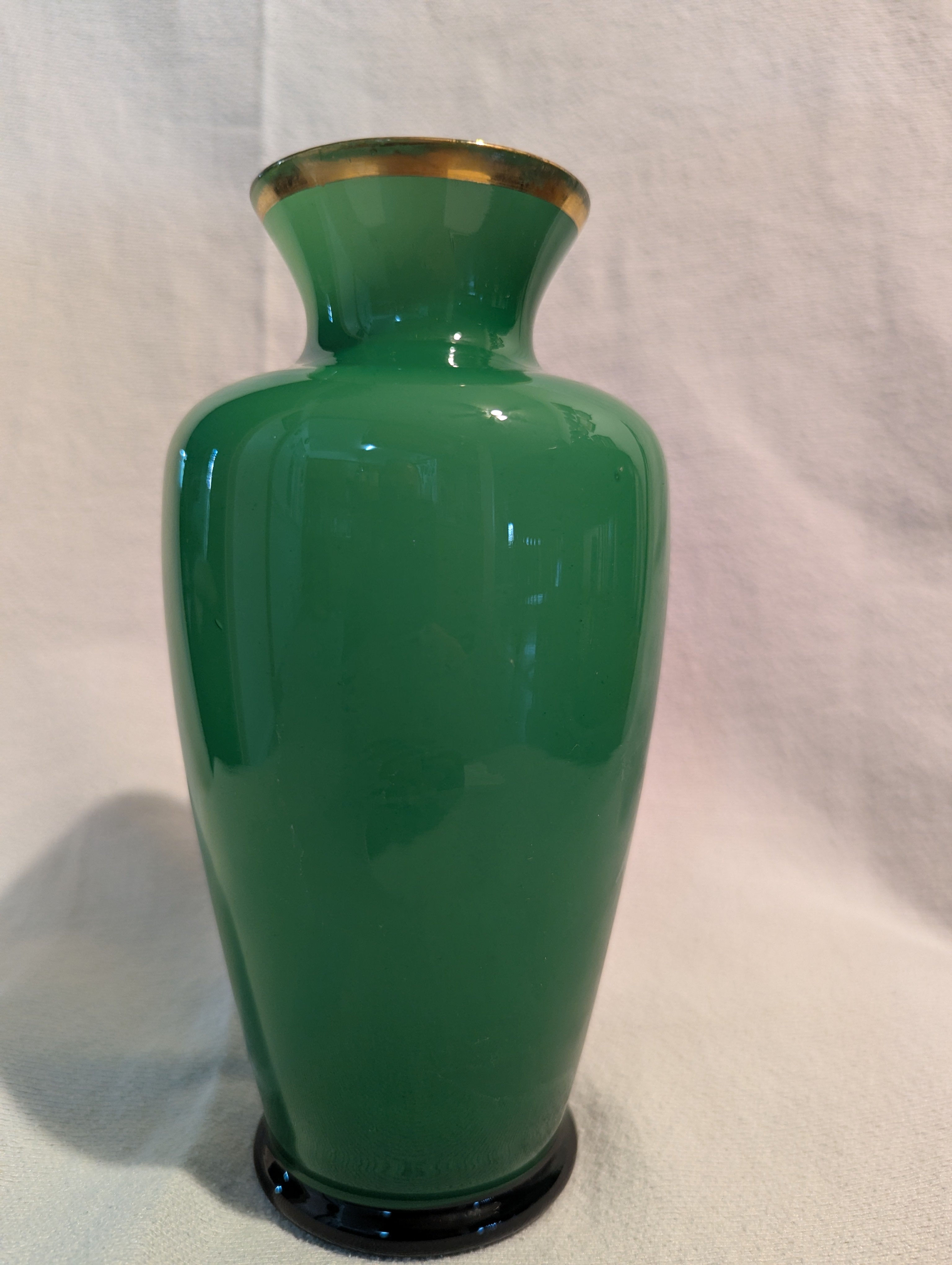 Vintage Japanese Green Floral & Bird Decorative Vase