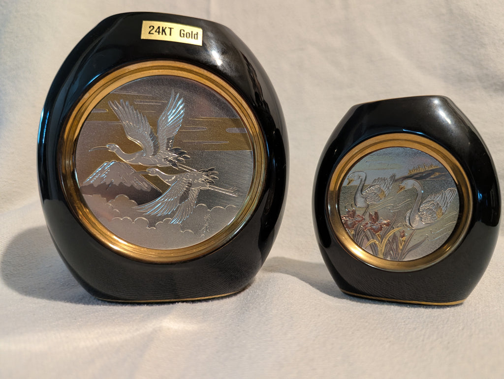 Art of Chokin Japanese Vase set of 2